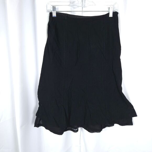 VTG Talbots Women 4 28x24 Black A-Line Midi Italian Fabric Acetate Viscose Skirt - Picture 1 of 6